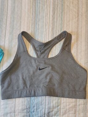 Nike Gray Racerback Sports Bra with Black Swoosh